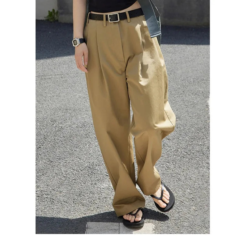 Koisoon Elegant Oversized Suit Pants Women Baggy Office Wide Leg Classical High Waist Trousers Harajuku Casual Basic Pantalones