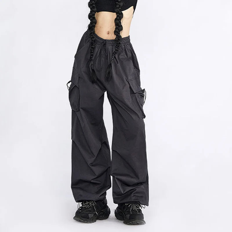 Koisoon Streetwear Women Cargo Pants Korean Fashion Oversized Pocket Loose Wide Leg Pants Summer Bf High Waist Female Trousers New