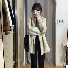 Koisoon Winter Women Cardigan Sweater Korean Casual All Match Loose Midi Knitted Coats Female Fashion Elegant Warm Jacket New