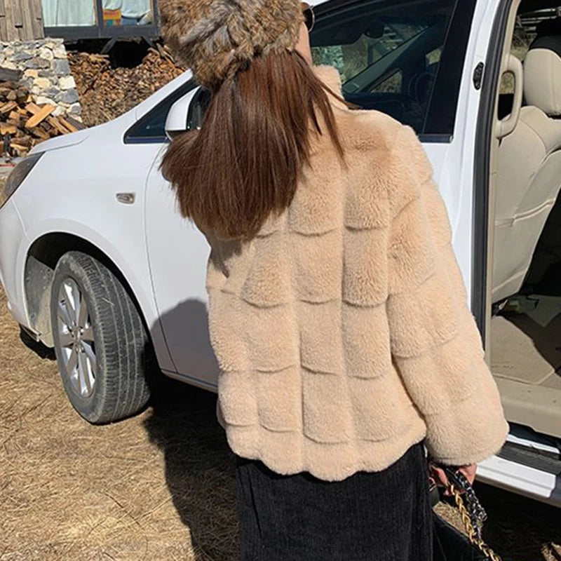 Koisoon Women Fashion Fur Coats Casual Korean Streetwear Imitation Mink Jackets Winter Female All Match Buttons Plush Outwear New