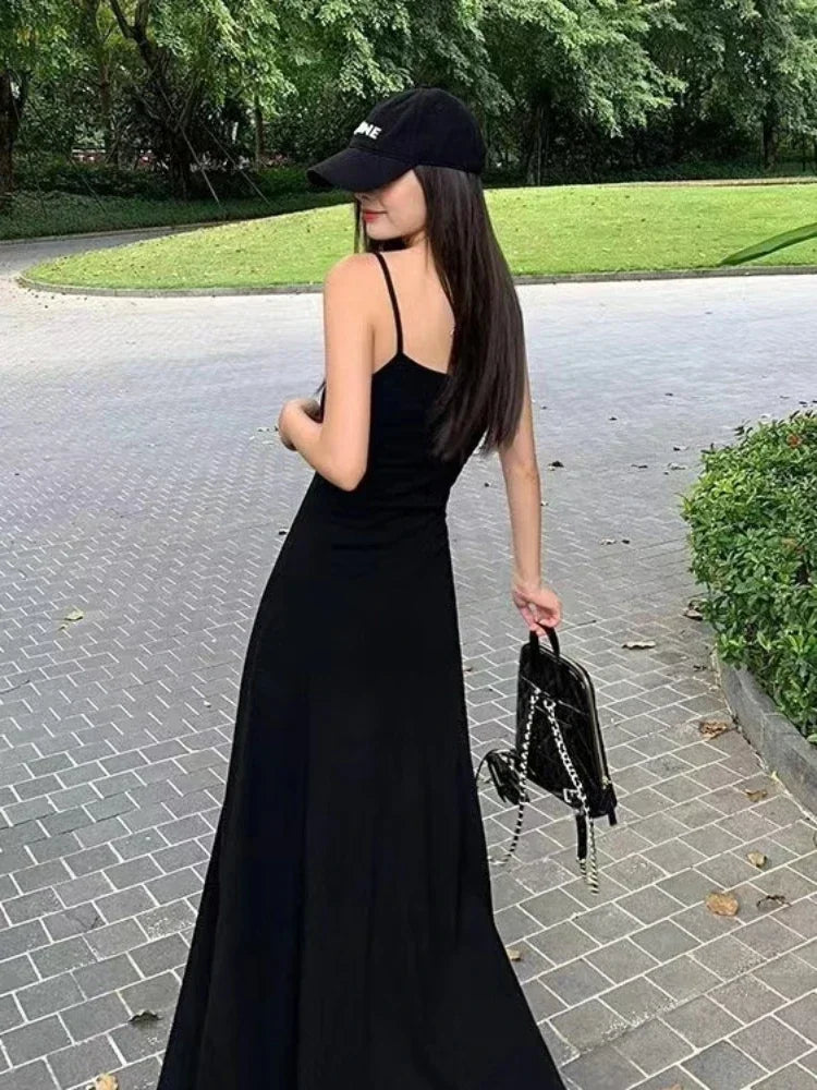 Koisoon Sexy Wrap Slip Night Party Dresses Women Y2k Korean Wrap Backless Off Shoulder Spaghetti Strap Long Dress 2024 Fashion