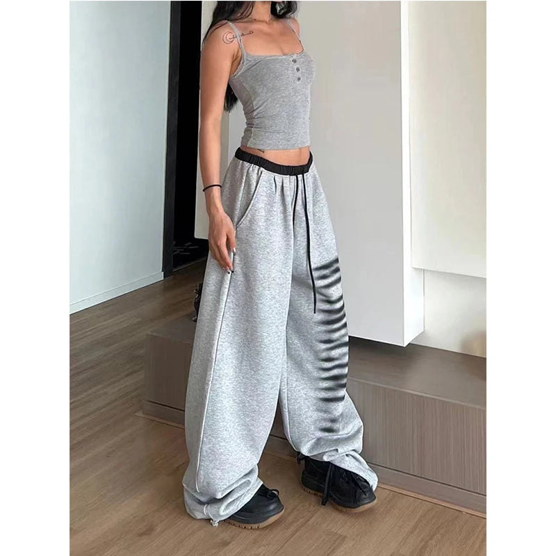 Koisoon Y2K Oversized Sweatpants Women Harajuku Print Patchwork Joggers Streetwear Wide Leg Pants Korean High Waist Baggy Trousers