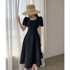 Koisoon Vintage Elegant women Dress Korean casual folds midi Dresses Y2K Female Ball Gown Puff Sleeve A line Dress summer new