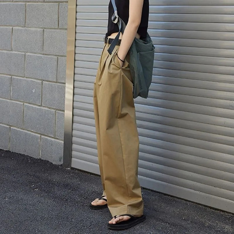 Koisoon Elegant Oversized Suit Pants Women Baggy Office Wide Leg Classical High Waist Trousers Harajuku Casual Basic Pantalones