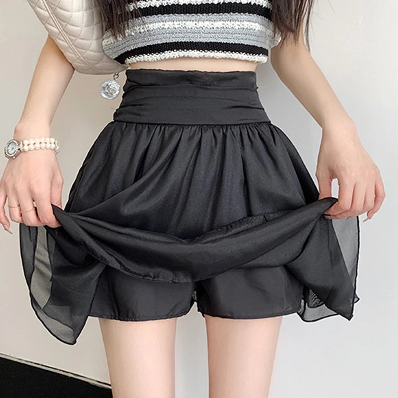 Koisoon Summer High Waist Mini Skirts Women Fashion Mesh Ball Gowns Skirts Korean Casual Female Cute White A Line Skirts New