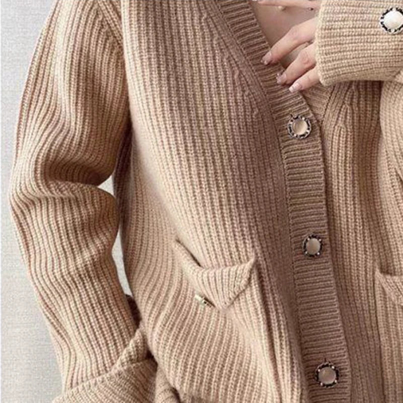 Koisoon Winter Women Cardigan Sweater Korean Fashion All Match Pocket Loose Knitted Coats Female Casual Big Button Warm Jacket New