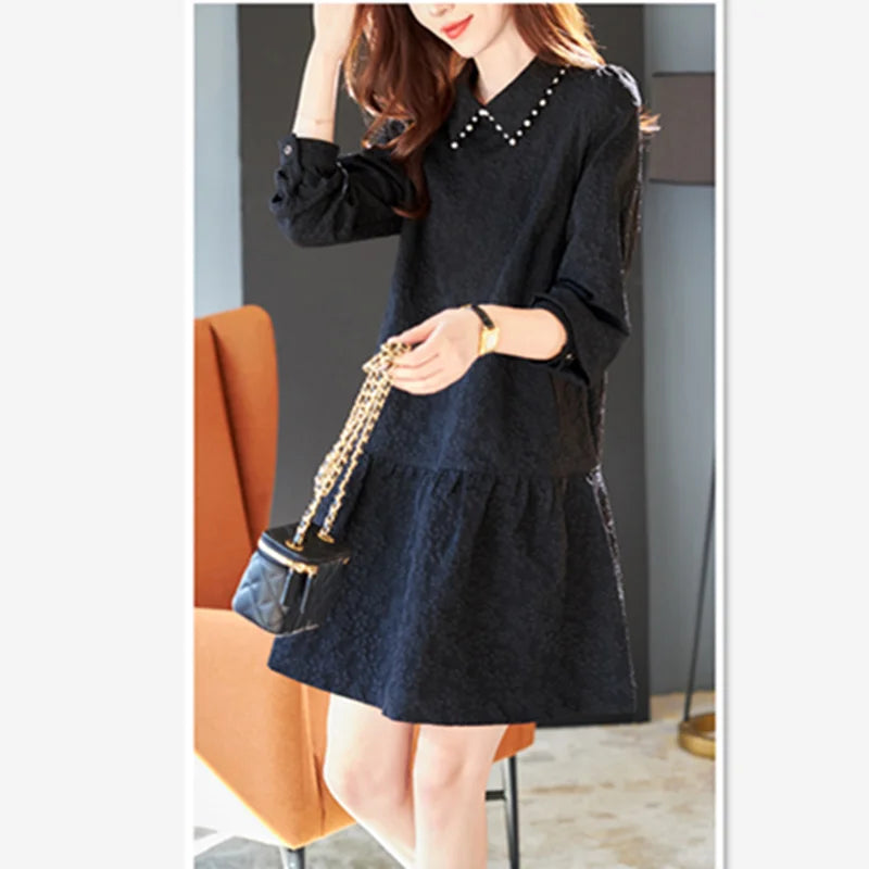 Koisoon Floral Beading Mini Dress Spring New Women's Clothing Fashion Ruffles Spliced Asymmetrical Casual Round Neck Party Dresses J026