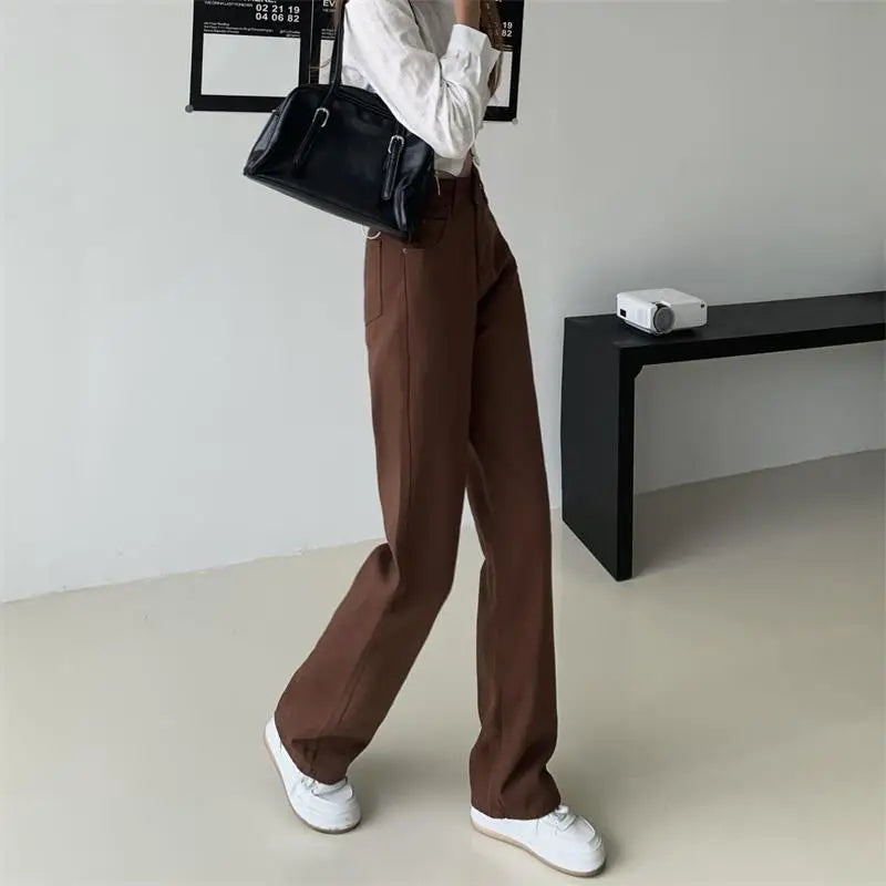 Koisoon Summer Women Brown Jeans High Waist Loose Straight Wide Leg Denim Female Y2k Casual Streetwear Vintage Baggy Trouser