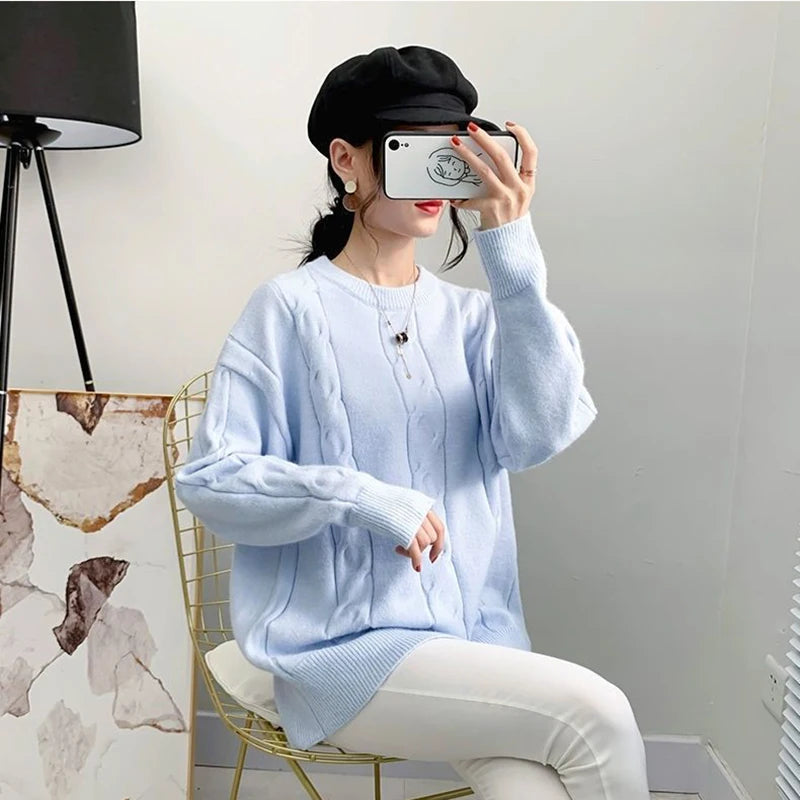 Koisoon Autumn Women Knitted Sweater Korean Casual Female Loose Long Sleeve Sweaters Fashion Student All Match Jumper New