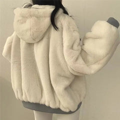 Koisoon Fashion Women Lamb Wool Coats Korean Reversible Streetwear Jackets Winter Female Casual All Match Thick Warm Plush Outwear