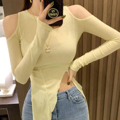 Koisoon Korean Fashion Off-The-Shoulder Women's T-Shirt Hot Ins Sexy Corset Top All-Match Summer Clothes For Girls Cute Tops Mujer