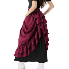 Koisoon Women Renaissance Skirt Vintage Medieval Ruffles Costume