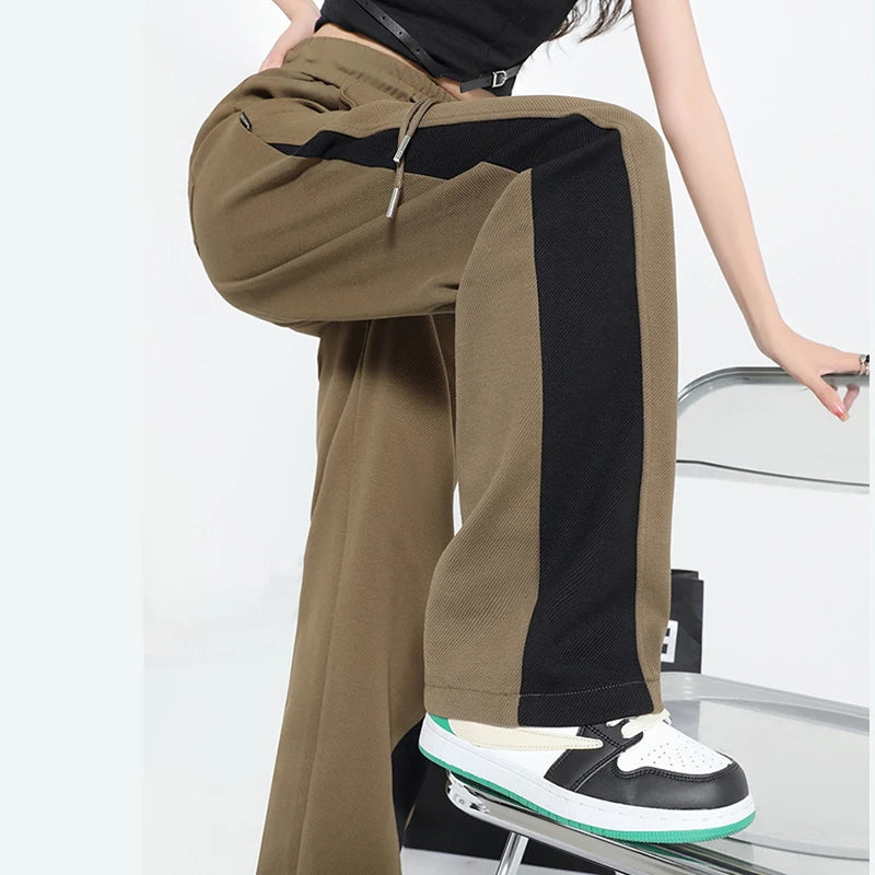 Koisoon Patchwork High Waist Wide Leg Pants Women Fashion Streetwear Korean Style Trousers Y2K Female All Match Loose Sweatpants