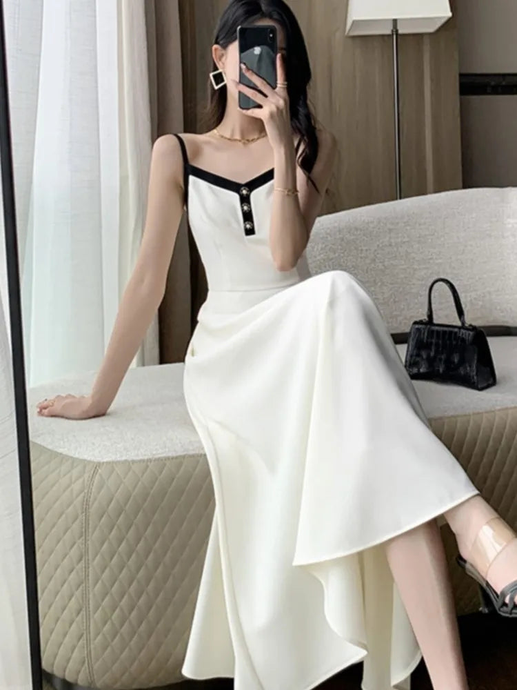 Koisoon Elegant 2-Piece Dress Set for Lady Cropped Coat A-Line Midi Camisole Dresses Slim Korean Fashion Female Suit Spring Autumn New