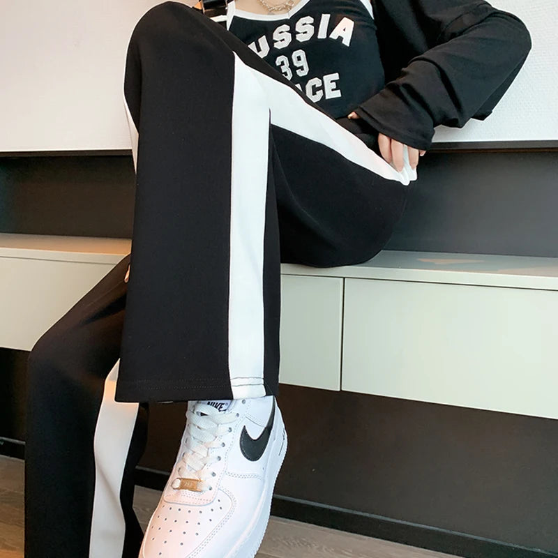 Koisoon Y2K Fashion Patchwork Women Sweatpants Summer Casual Streetwear Loose Straight Leg Pants Korean All Match Female Trousers