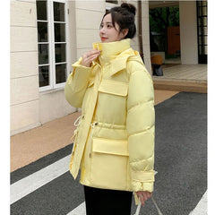 Koisoon Winter Thick Warm Parkas Women Fashion Designed Drawstring Loose Down Jacket Casual Female Big Pocket Korean Puffty Coats