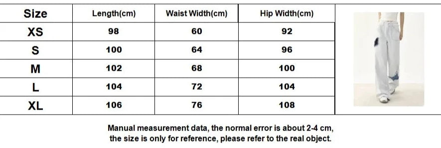 Koisoon Autumn And Winter High-waisted Jeans For Women's Streetwear Vintage Butterfly Patchwork Denim Pants Ragged Wide Leg Jeans