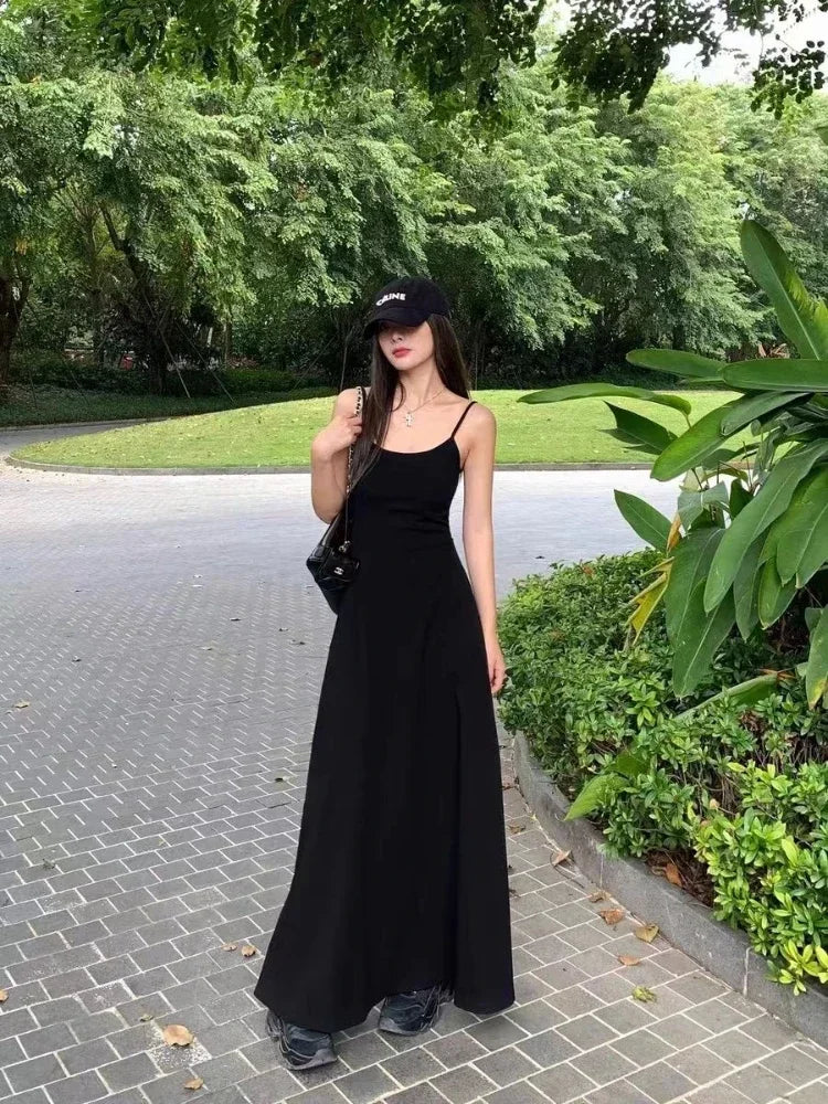 Koisoon Sexy Wrap Slip Night Party Dresses Women Y2k Korean Wrap Backless Off Shoulder Spaghetti Strap Long Dress 2024 Fashion