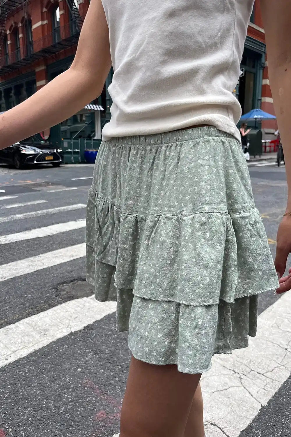 Koisoon Sweet Women Floral Ruffles Mini Skirt 2024 Summer Ladies Cute Elastic High Waist A-line Skirts Female Vintage Chiffon  Skirt