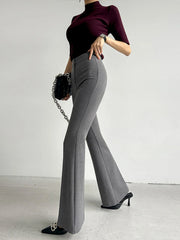 Koisoon Fashion Grey Flare Pants Loose Elegant Women 2024 Autumn High Waist Pockets Casual  Korean Trousers Female