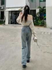 Koisoon Y2k Women Boyfriend Wide Jeans Harajuku Star Patchwork Oversize Pants Hippie Outfits Korean Style Clothes Mujer New