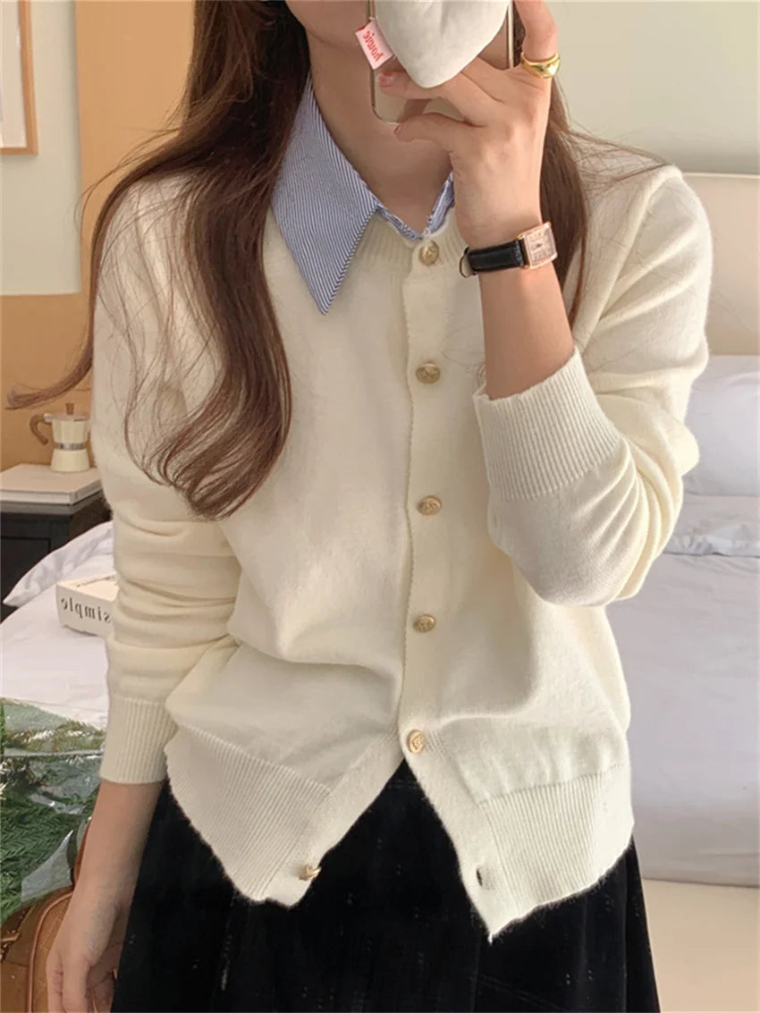 Koisoon Preppy Style Women Sweaters Solid New Daily Spring Knitted Chic Slim Full Sleeve Coats Gentle Office Lady Streetwear