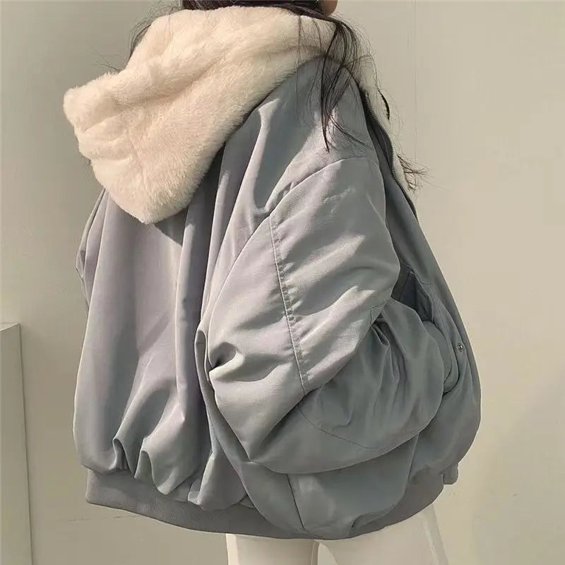 Koisoon Fashion Women Lamb Wool Coats Korean Reversible Streetwear Jackets Winter Female Casual All Match Thick Warm Plush Outwear