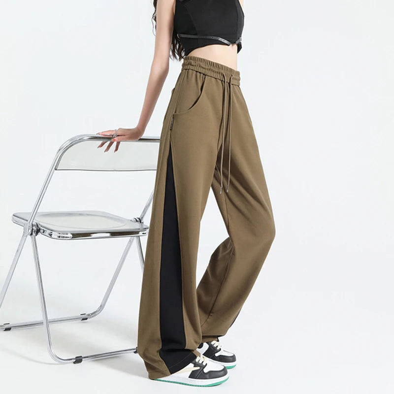 Koisoon Patchwork High Waist Wide Leg Pants Women Fashion Streetwear Korean Style Trousers Y2K Female All Match Loose Sweatpants