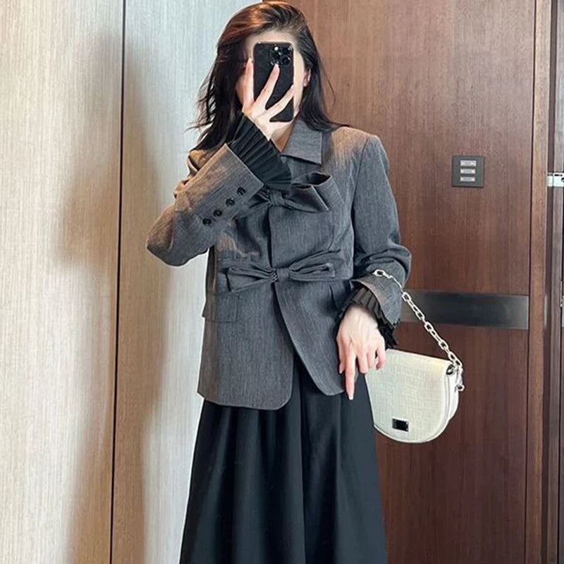 Koisoon Fashion Women Suits Coats Elegant Female Designed Bow Loose Outwear Casual All Match Korean Patchwork Tops Autumn New