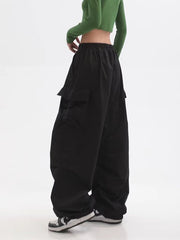 Koisoon Women Punk Cargo Pants American Retro Streetwear Hip Hop Trousers Summer Fashion Bf Harajuku High Waist Wide Leg Pants New