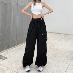 Koisoon Y2k Cargo Pants Women Streetwear Casual Wide Leg Pants Harajuku Vintage Solid Baggy Straight Trousers Ladies Oversize Sweatpants