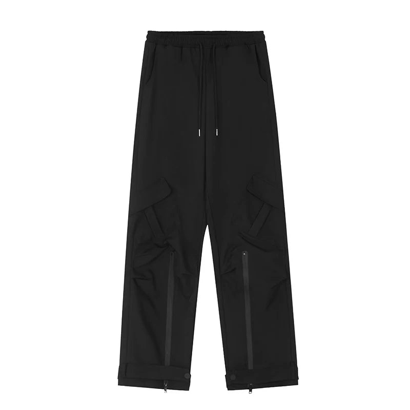 Koisoon Vintage High Waist Cargo Pants Women Fashion Bandage Zipper Wide Leg Pants American Style Streetwear Female Loose Trousers