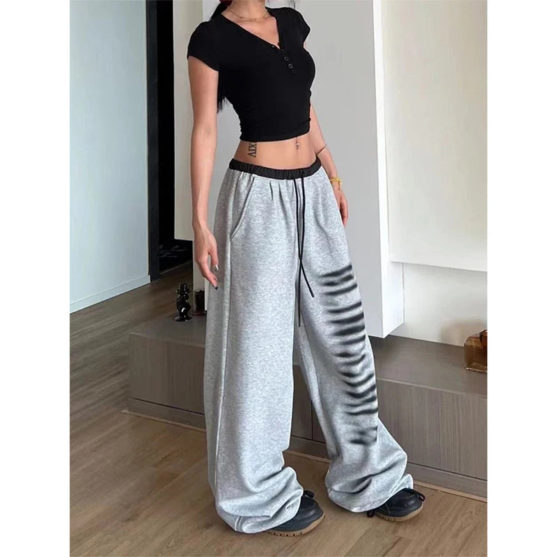 Koisoon Y2K Oversized Sweatpants Women Harajuku Print Patchwork Joggers Streetwear Wide Leg Pants Korean High Waist Baggy Trousers