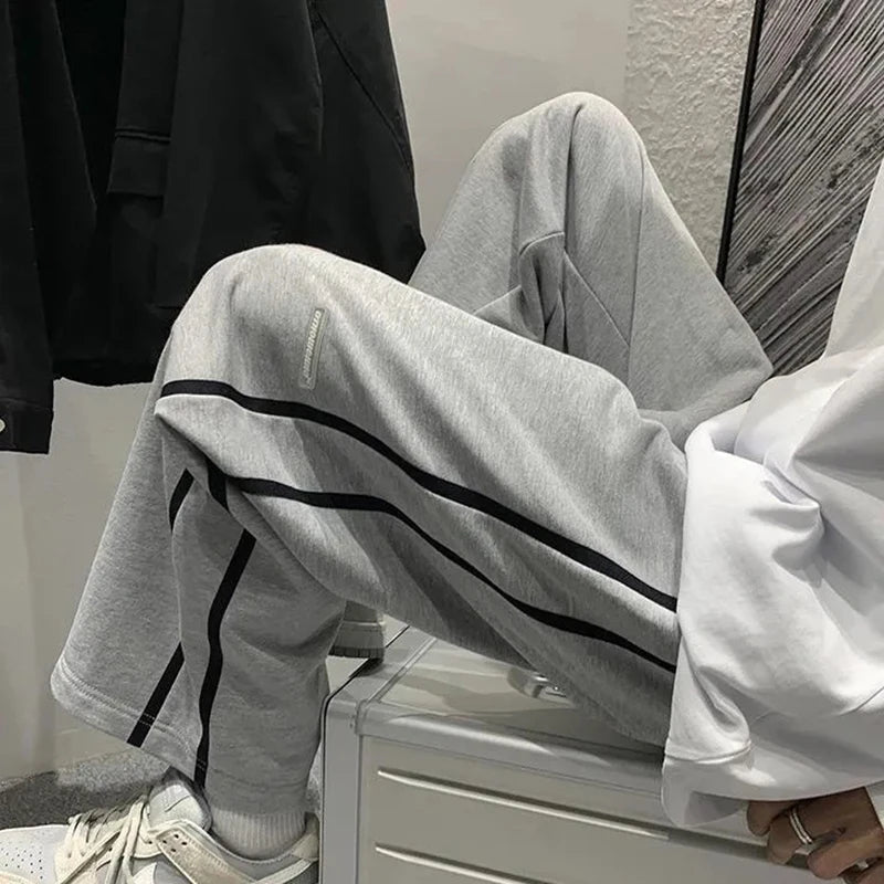 Koisoon Women Gray Sweatpants Summer All Match Streetwear Striped Wide Leg Pants Korean Fashion Female Loose Straight Trousers