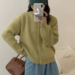 Koisoon Women O-neck Knitted Cardigan Autumn Winter Long Sleeved High-end Sweater Cardigans Lazy Style Female  Loose Soft Knitted Coat