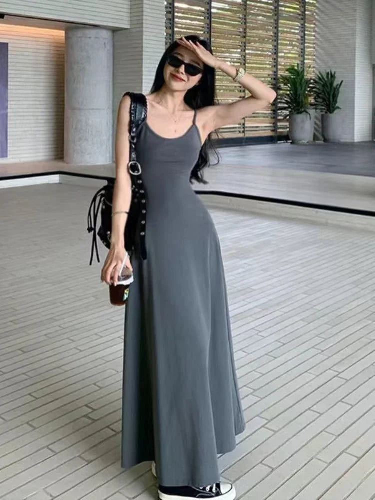 Koisoon Sexy Wrap Slip Night Party Dresses Women Y2k Korean Wrap Backless Off Shoulder Spaghetti Strap Long Dress 2024 Fashion