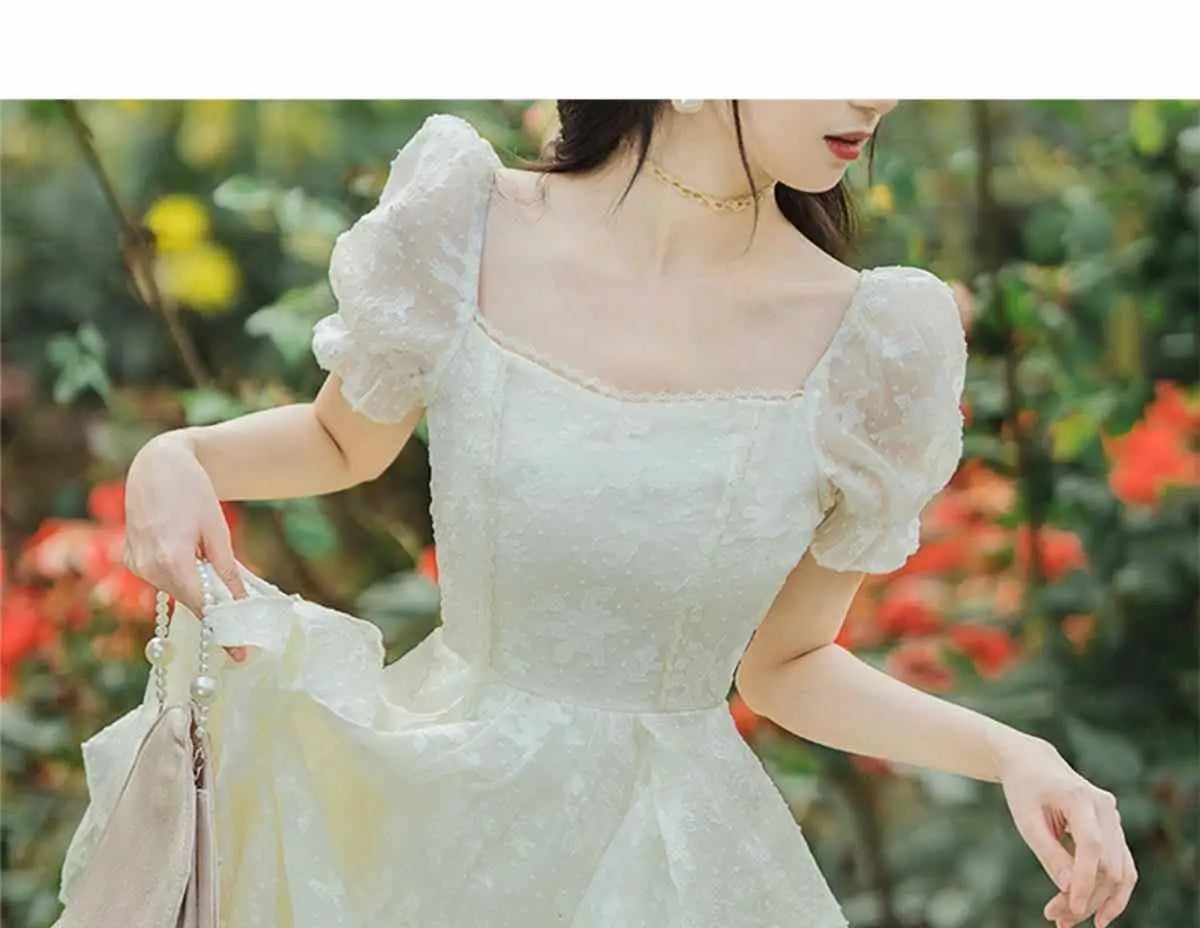 Koisoon Elegant Vintage Fairy Dress Women Sweet Embroidery Casual Korean Style Midi Dress Female Summer Beach Holiday Party Dresses