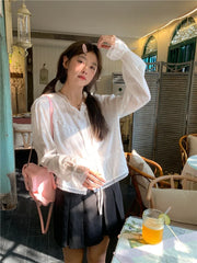 Koisoon Japnsese Kawaii Blouse Shirt Women Design New Lace Sweet Shirts Female Casual Korean Fashion Button Designer Cute Shirts 2024