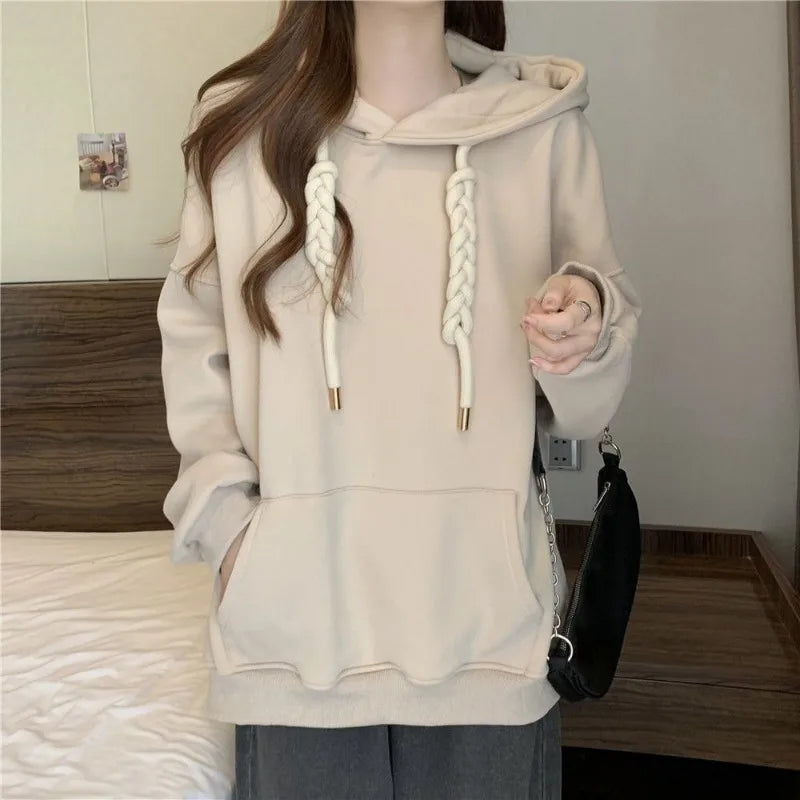 Koisoon Korean Style Hooded Sweatshirts Christmas Red Women's Hoodie Oversize Long Sleeve Pullovers Autumn Winter Warm Fashion New