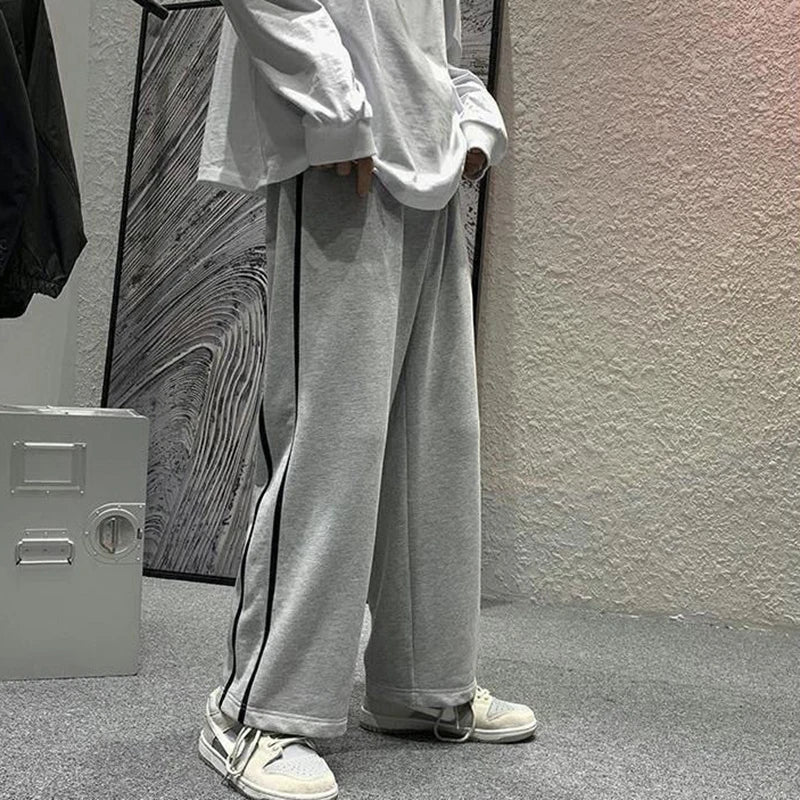 Koisoon Women Gray Sweatpants Summer All Match Streetwear Striped Wide Leg Pants Korean Fashion Female Loose Straight Trousers