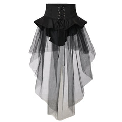 Koisoon Steampunk Corset Overskirt Gothic Punk Skirt Women Halloween Party Carnival Cocktail Tulle Skirts