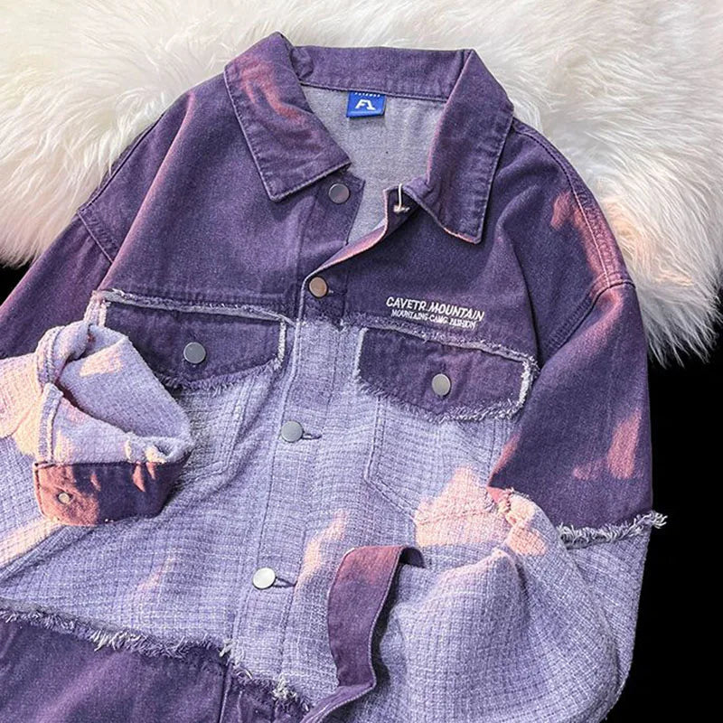 Koisoon Women Patchwork Denim Jacket Vintage Streetwear Tassel Loose Coats Autumn American Style Casual Female Metal Outwear New