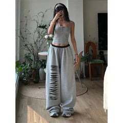 Koisoon Y2K Oversized Sweatpants Women Harajuku Print Patchwork Joggers Streetwear Wide Leg Pants Korean High Waist Baggy Trousers