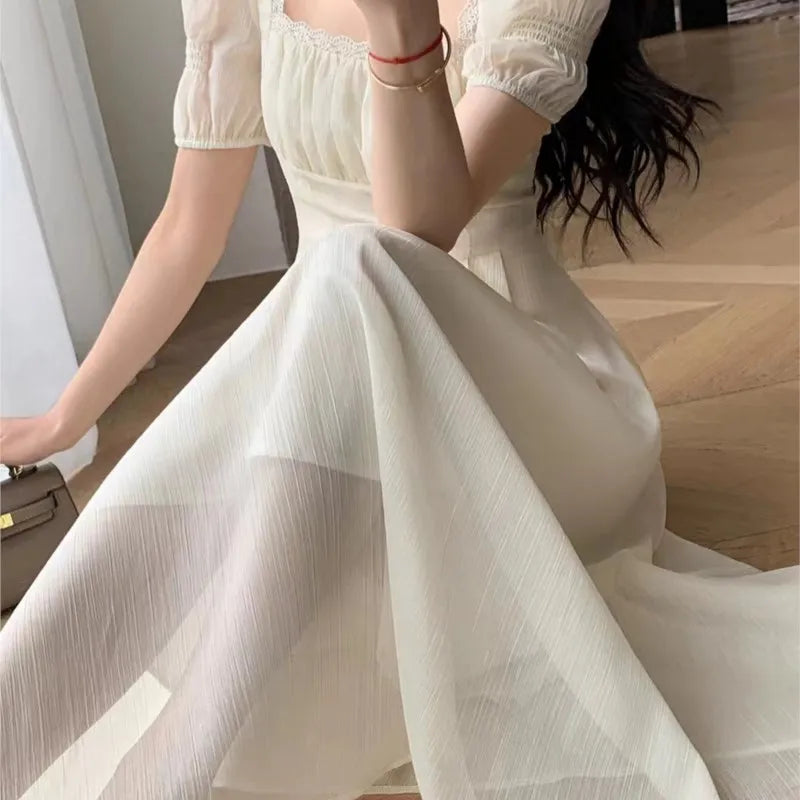 Koisoon Women's Vintage Party Dress Short Sleeve Elegant Chic A-Line Casual Prom Birthday Female Chic Korean Fashion New Spring Summer