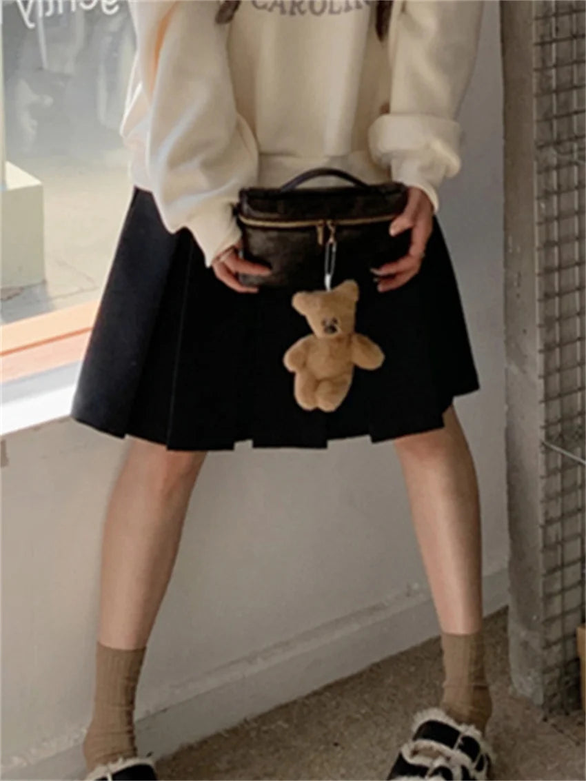 Koisoon 2024 Pleated Slim Mini Skirts Women Chic Vintage Fashion Daily Preppy Style Office Lady Streetwear New Spring