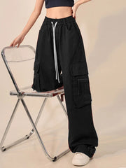 Koisoon Y2K Cargo Pants Bf Vintage Streetwear High Waist Casual Straight Trousers Women Hip Hop Harajuku Pockets Wide Leg Pants New