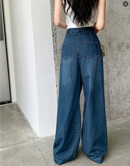 Koisoon Women 2024 Summer Autumn Wide Leg Denim Pant Trousers Streetwear Straight High Waist Jeans Loose Boyfriend Jeans Ladies