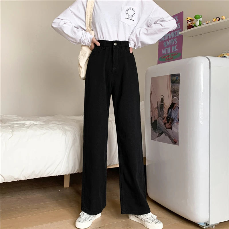 Koisoon Summer Women Brown Jeans High Waist Loose Straight Wide Leg Denim Female Y2k Casual Streetwear Vintage Baggy Trouser