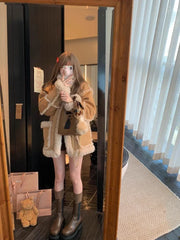 Koisoon Winter Warm Overcoats Women Outwear Casual Y2k Office Lady Vintage Faux Fur Wool Coat Ladies Korean Fashion Khaki Jackets Chic