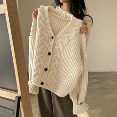 Koisoon Fashion Women Cardigan Sweater Autumn Korean All Match Loose Knitted Coats Casual Female Designed Floral Jacket New